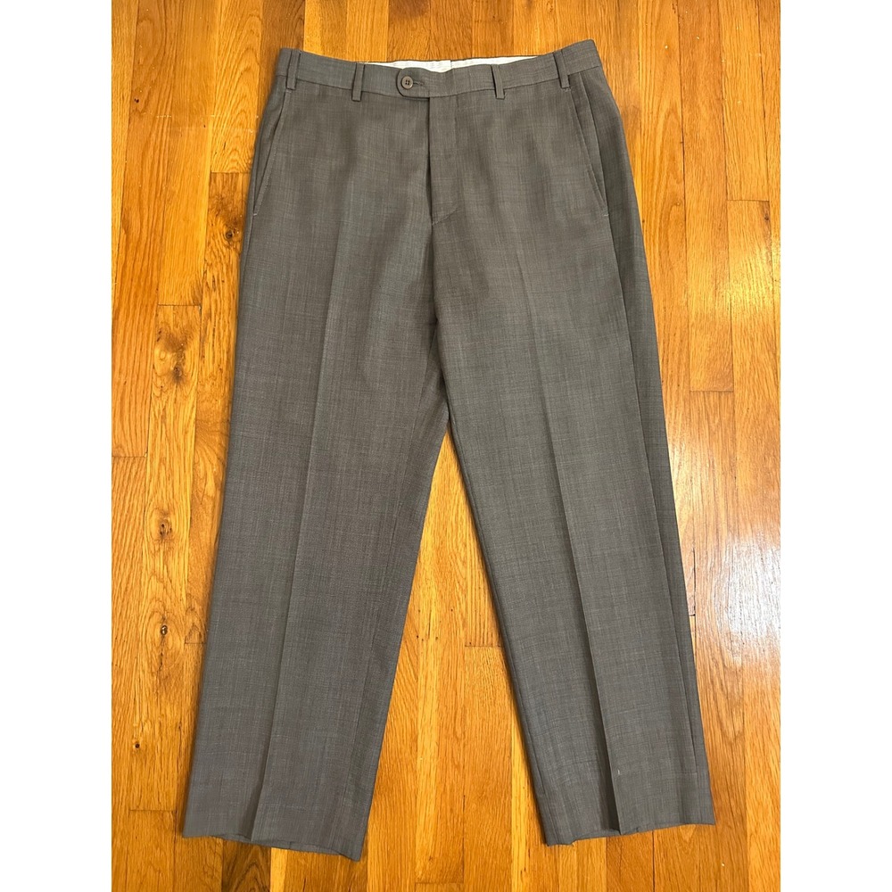 Zanella Nordstrom Todd Grey Wool Dress Pants Mens 33 Flat Front Made in Italy